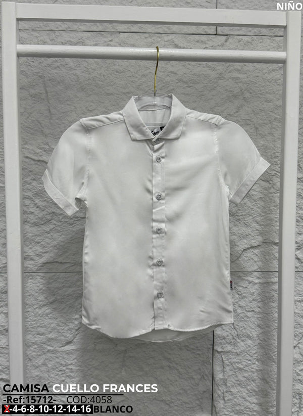 camisa cuello frances blanco niño