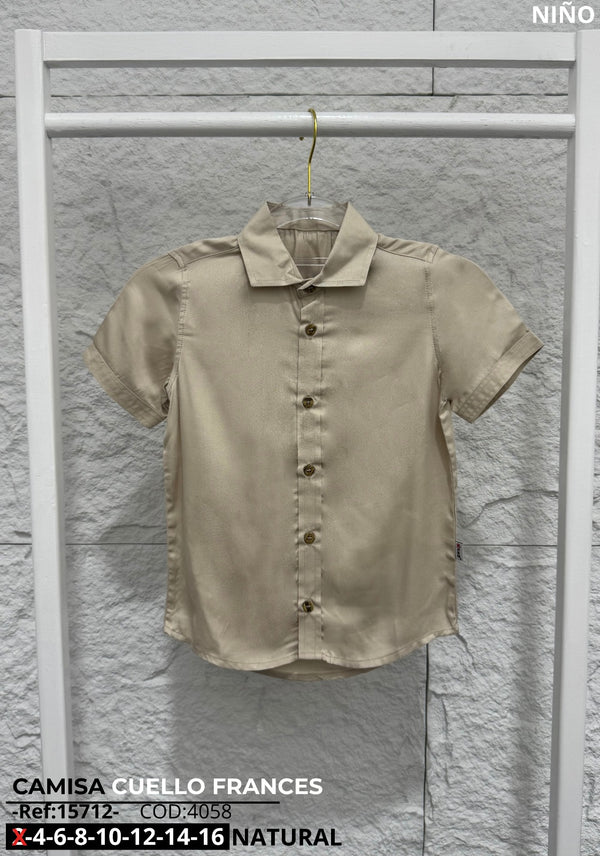 camisa cuello frances natural niño