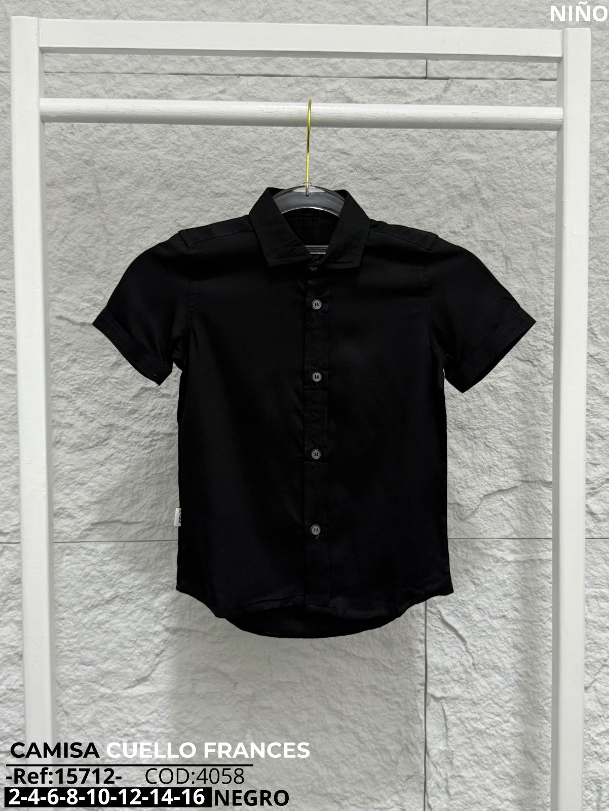 camisa cuello frances negro niño