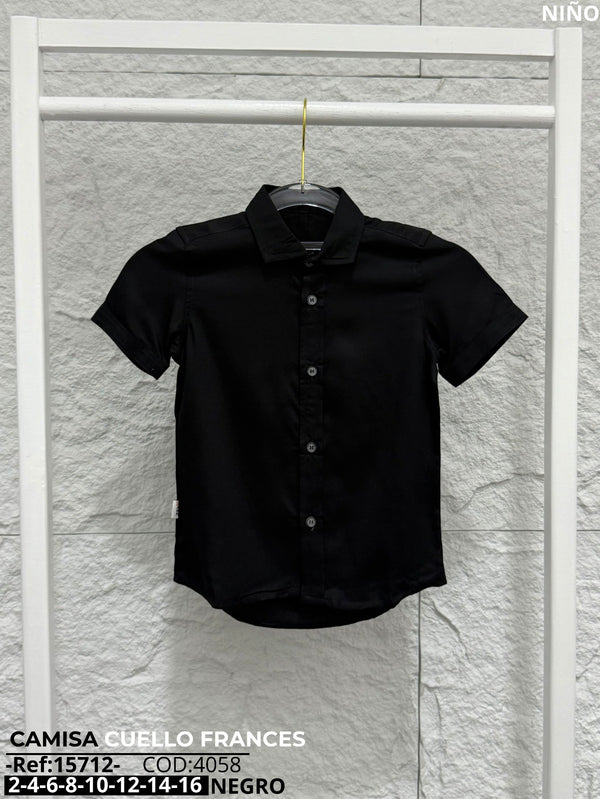 camisa cuello frances negro niño