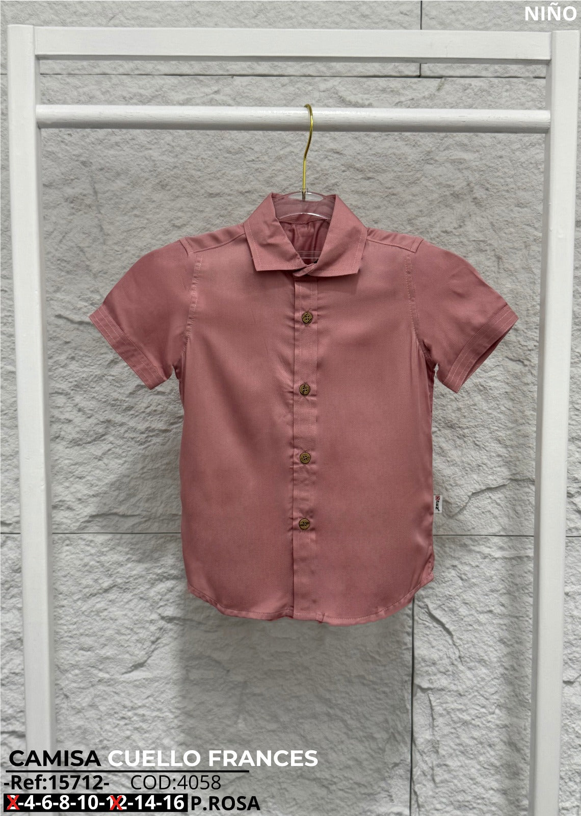 camisa cuello frances p rosa niño