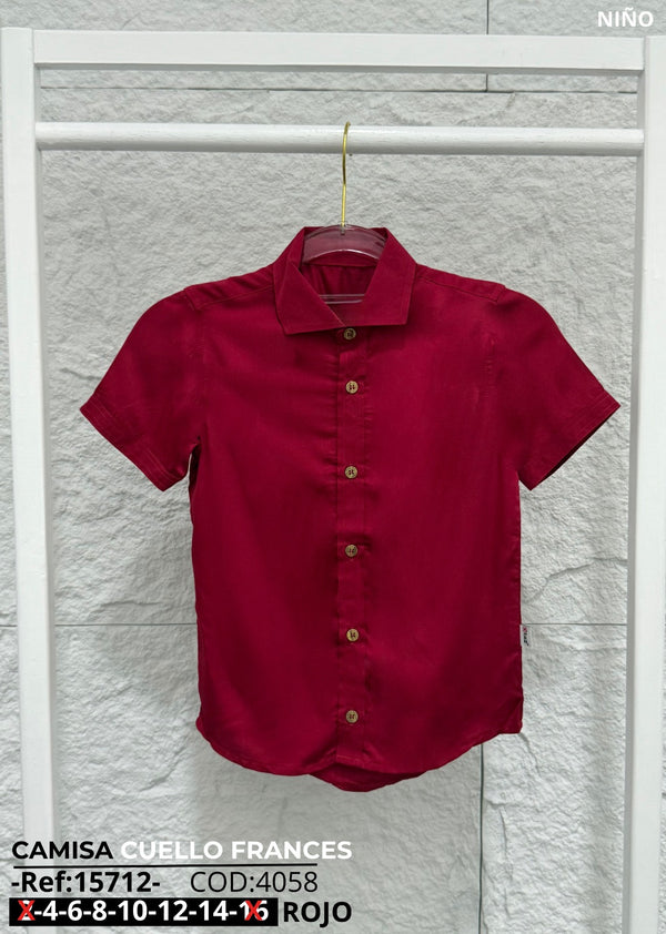 camisa cuello frances rojo niño