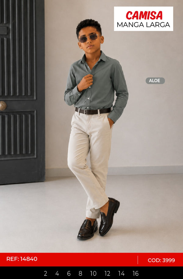 camisa manga larga aloe niño outlet