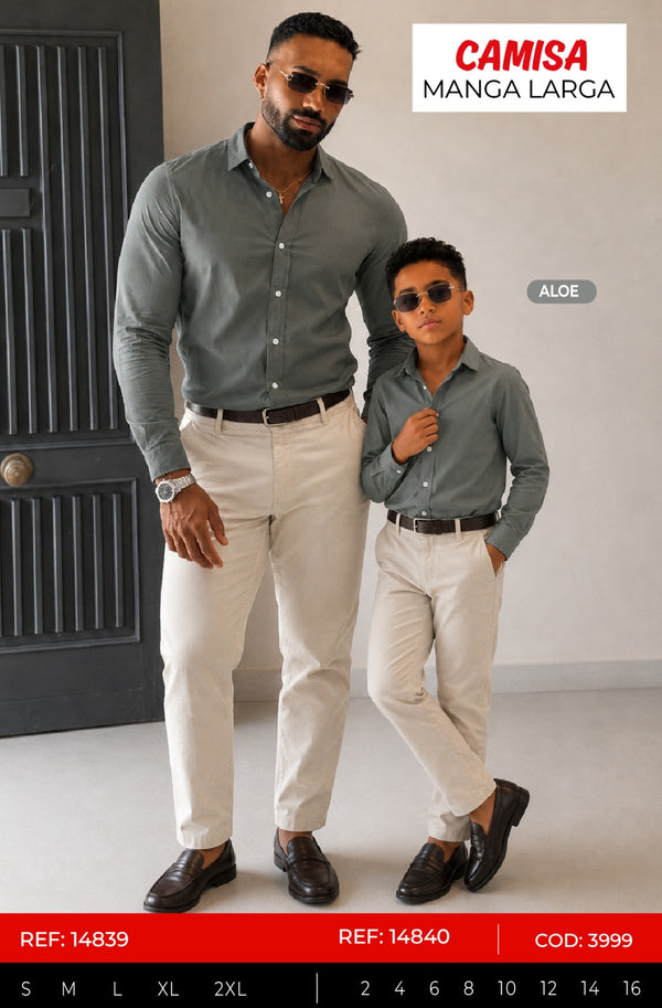 camisa manga larga aloe padre e hijo outlet
