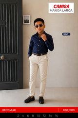 camisa manga larga navy niño outlet