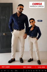 camisa manga larga navy padre e hijo outlet
