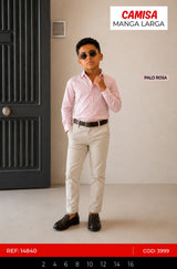camisa manga larga palo rosa niño outlet