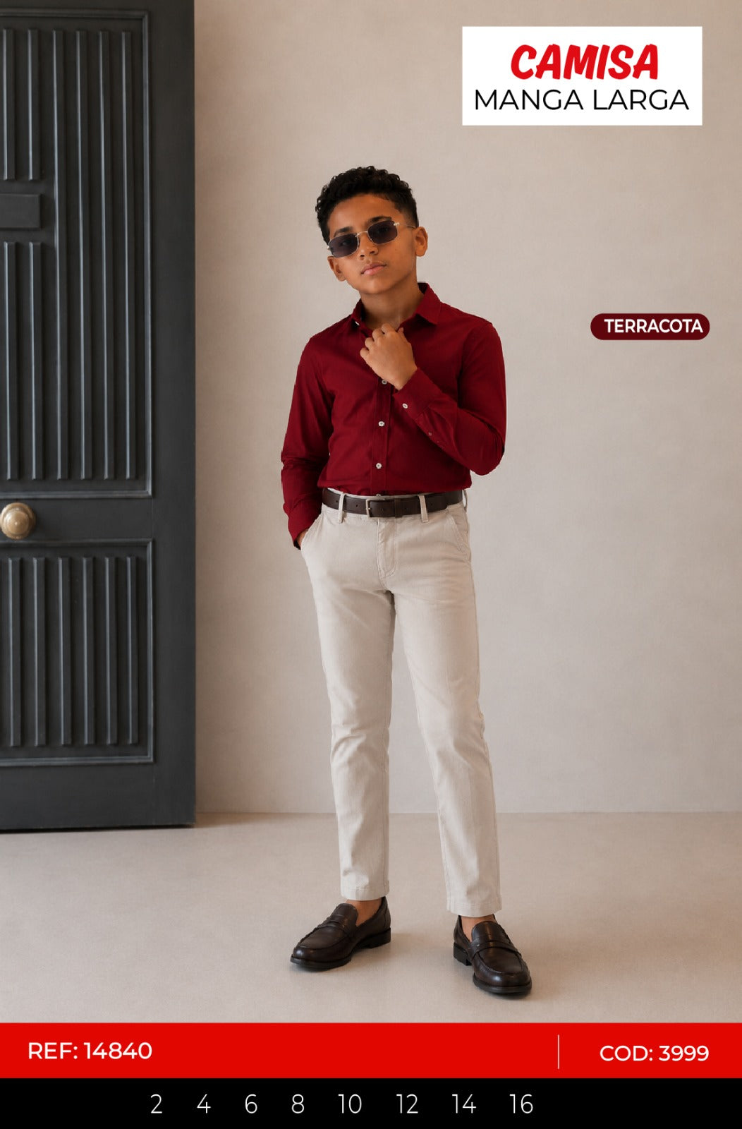 camisa manga larga terracota niño outlet