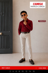camisa manga larga terracota niño outlet