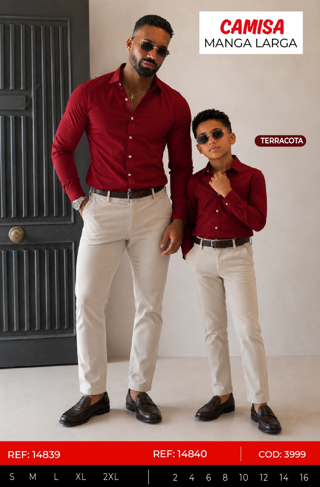 camisa manga larga terracota padre e hijo outlet