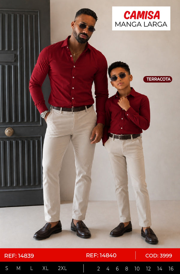 camisa manga larga terracota padre e hijo outlet