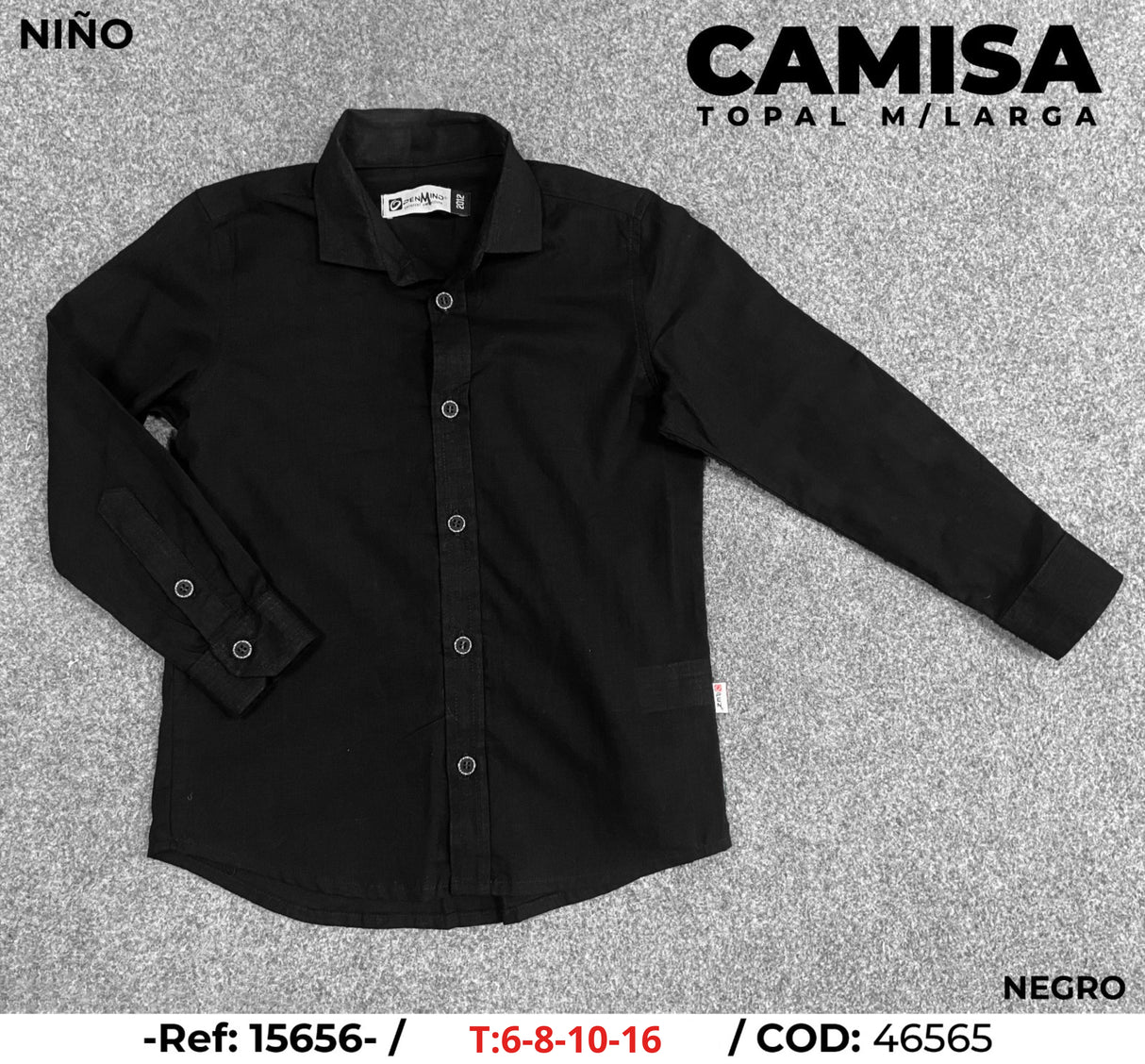 camisa topal manga larga negro niño