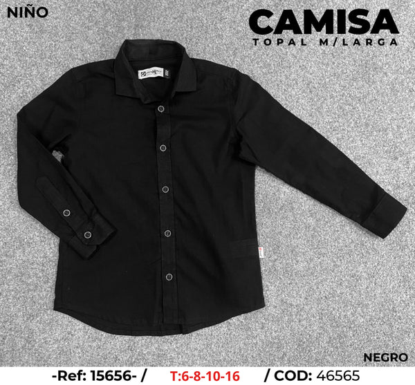 camisa topal manga larga negro niño