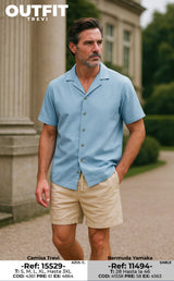 camisa trevi azul c hombre