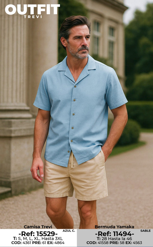 camisa trevi azul c hombre