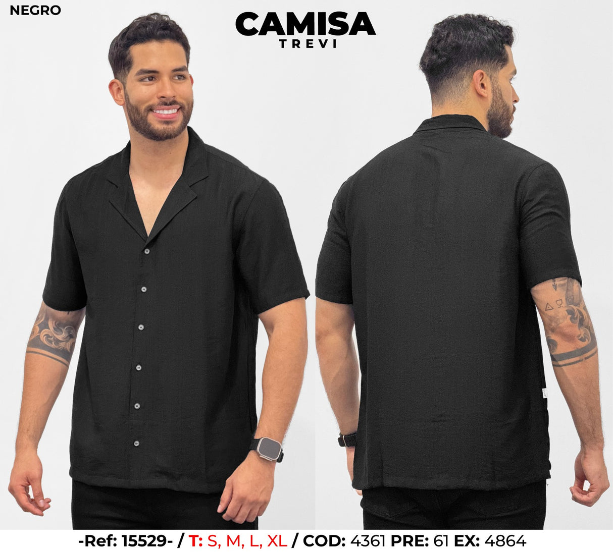camisa trevi negro2 hombre