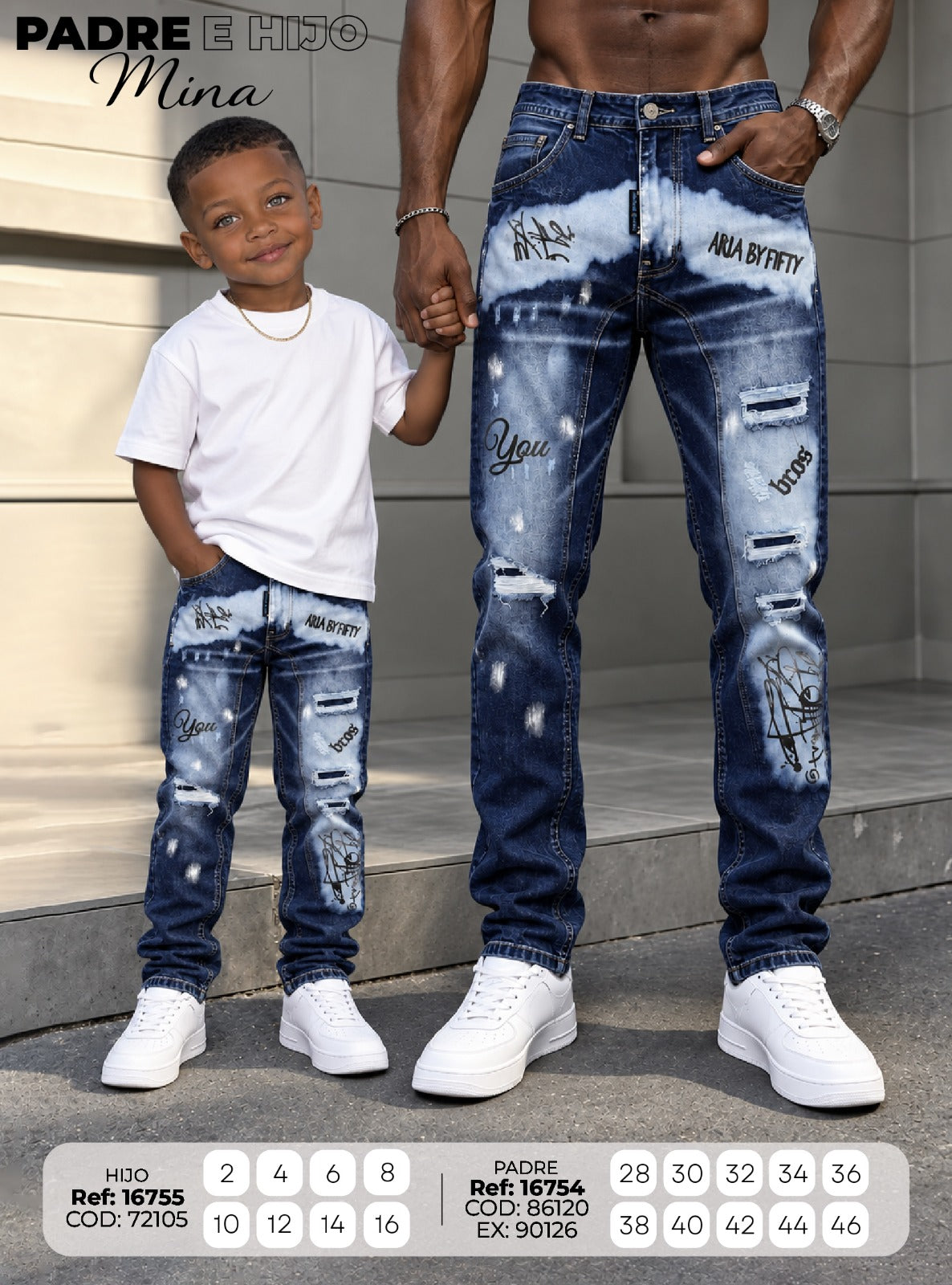 jean regular Cut Mina padre e hijo
