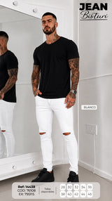 jean bisturi blanco hombre