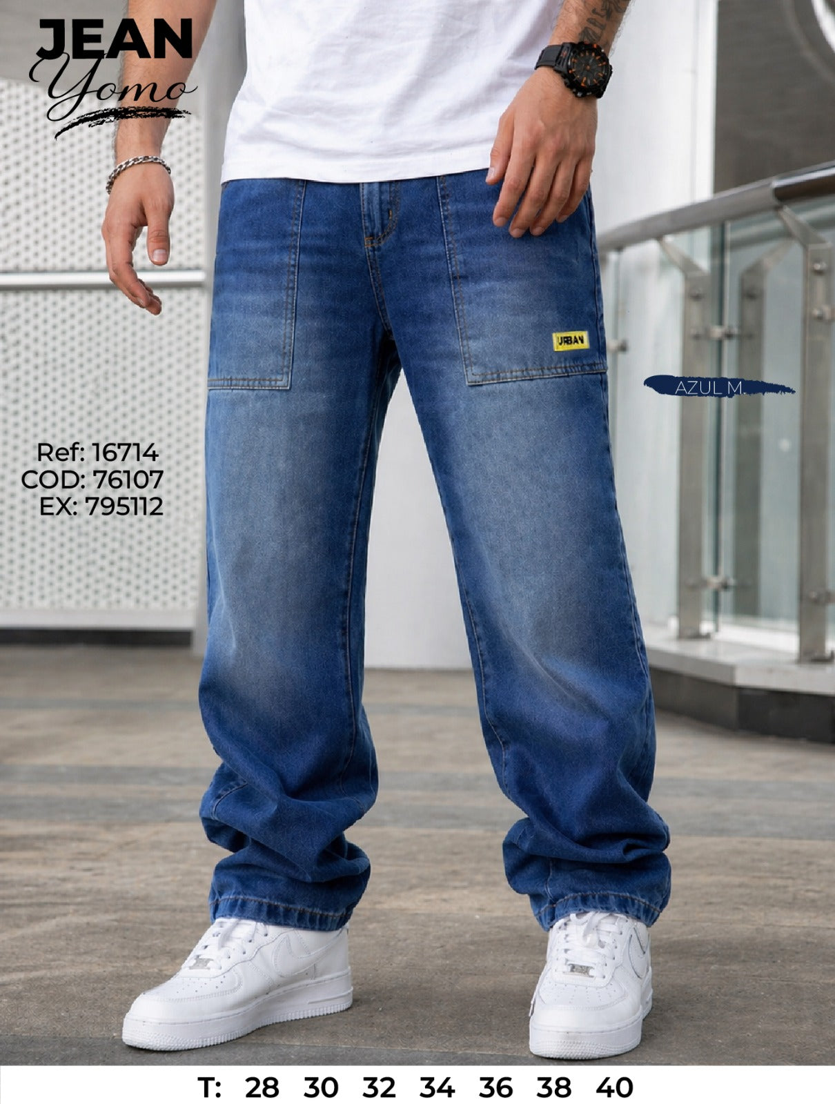 jean baggy yomo azul m hombre