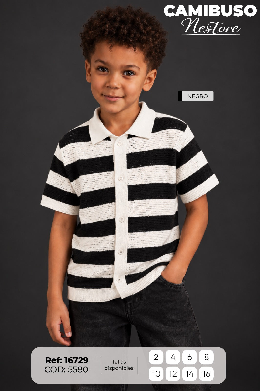 camibuso nestore negro niño