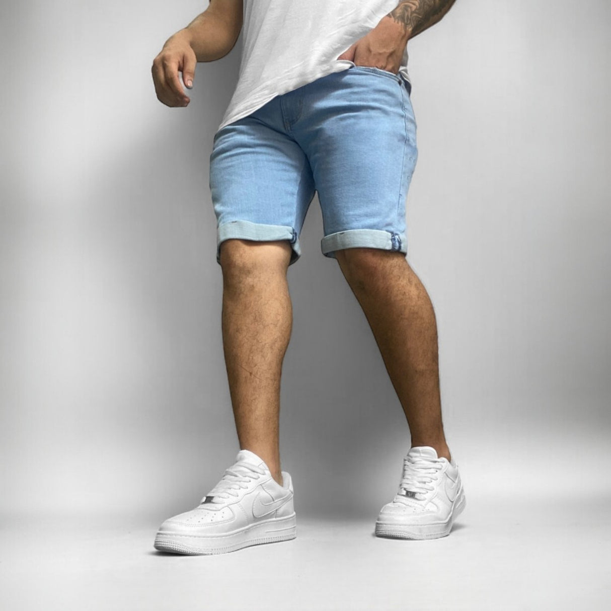 Bermuda jean clásica hombre