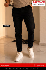 pantalon drill negro hombre outlet