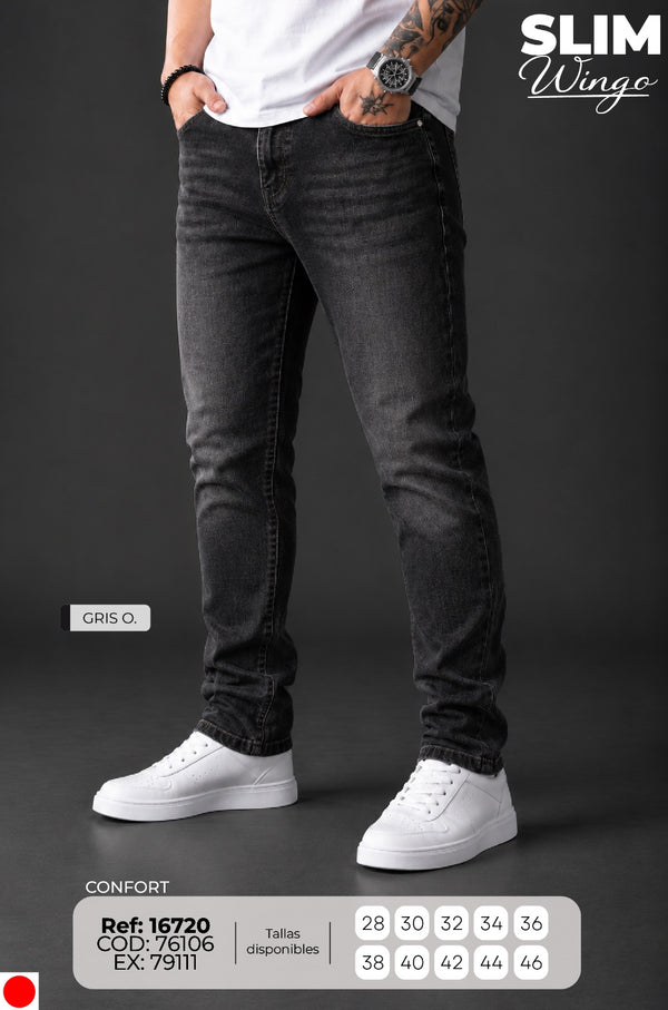 jean slim wingo gris o hombre